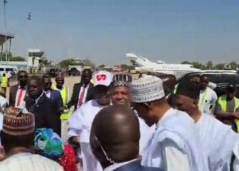 APC: Adamawa agog as Buhari arrives Yola to campaign for Tinubu