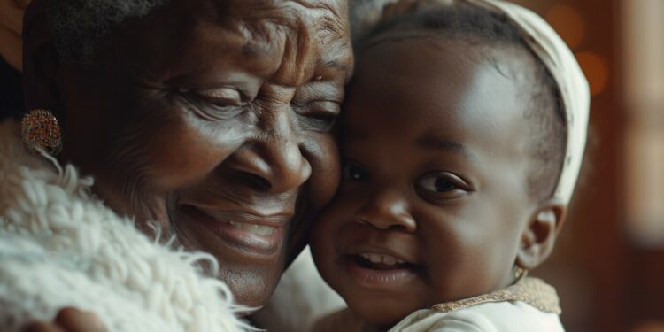 view grandmother grandchild showing affection human connection 23 2151553891