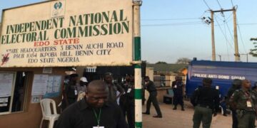 Heavy security presence at INEC collation centre in Edo 1 Heavy security presence at INEC collation centre in Edo