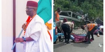 Edo 2024: APC candidate, Okebholo's campaign marred by convoy crash crushing 5 to death 1 Edo 2024: APC candidate, Okebholo’s campaign marred by convoy crash crushing 5 to death