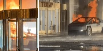 1 dead, several wounded after Tesla Cybertruck filled with fuel, fireworks explodes at Trump's Las Vegas hotel 1 1 dead, several wounded after Tesla Cybertruck filled with fuel, fireworks explodes at Trump’s Las Vegas hotel