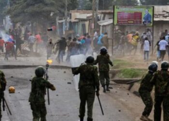 Protester killed as Police disperse demonstrators opposing proposed US Ebola facility in Kenya 96 Protester killed as Police disperse demonstrators opposing proposed US Ebola facility in Kenya