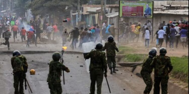 Protester killed as Police disperse demonstrators opposing proposed US Ebola facility in Kenya 95 Protester killed as Police disperse demonstrators opposing proposed US Ebola facility in Kenya