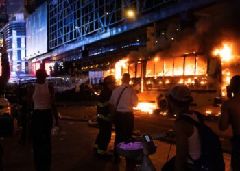 World Cup bus set ablaze as disorder taints New York celebrations after Knicks’ NBA win
