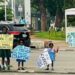 VIDEO: Abuja mother, three children stage protest over abducted Oyo pupils, teachers and principal